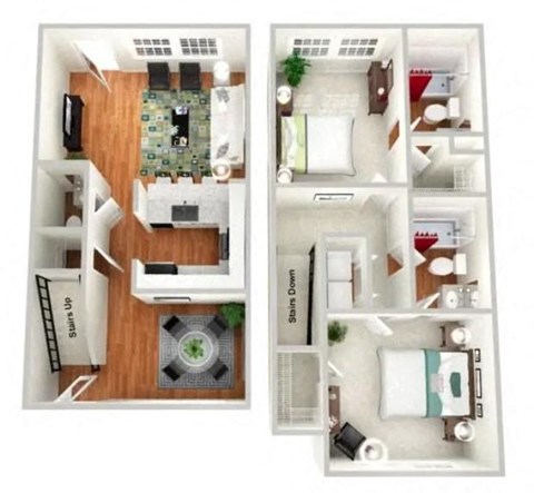 a floor plan with a bedroom and a living room